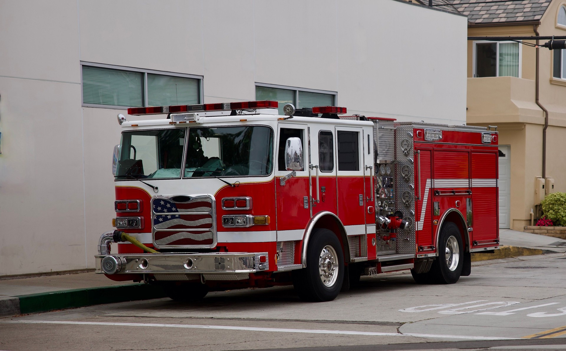Fire truck parked on the street